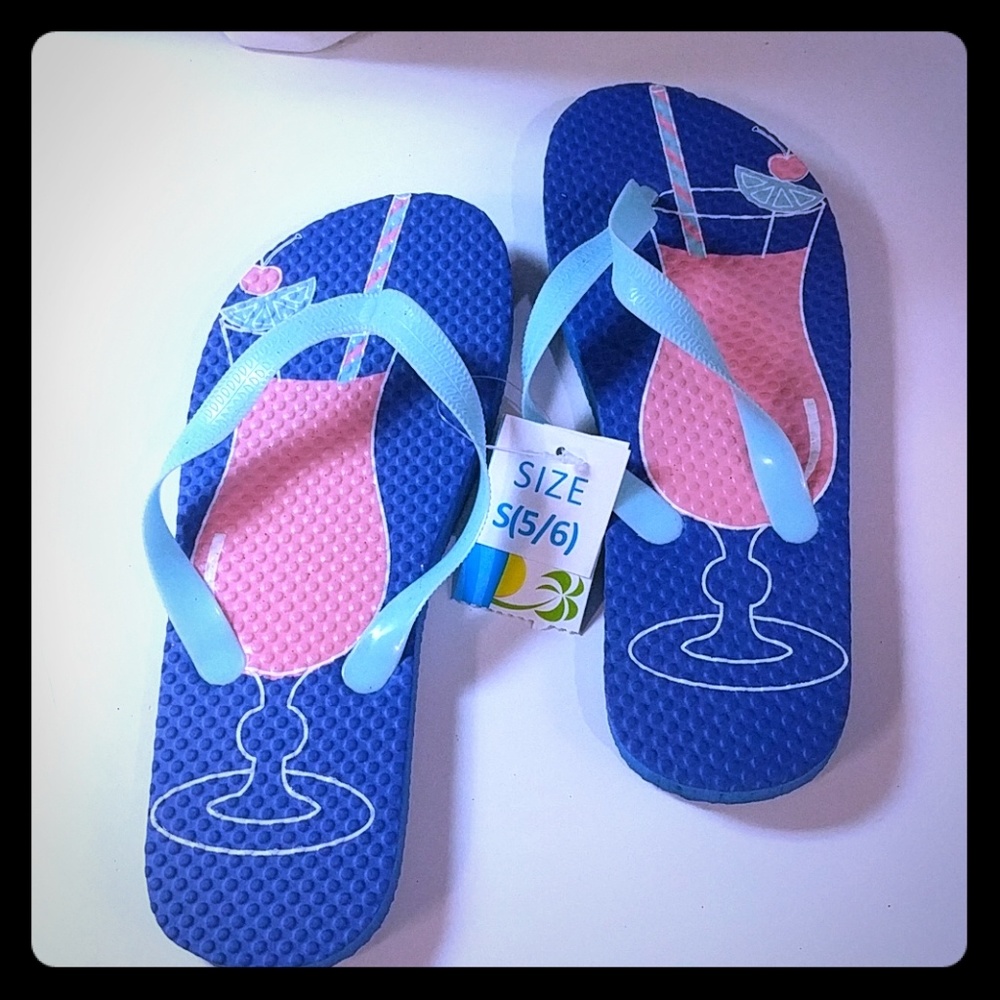 Tropical Drink Flip Flops - New!